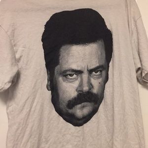 Parks And recreation white Ron Swanson shirt